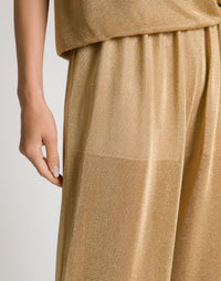 Pantalon ample en maille lurex dorée  - Gold