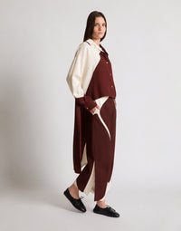 Pantalon en twill de viscose avec imprimé graphique - Brown