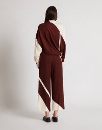 Pantalon en twill de viscose avec imprimé graphique - Brown