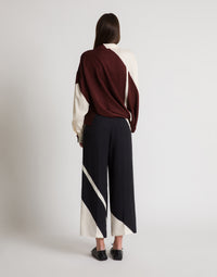 Pantalon en twill de viscose avec imprimé graphique - Black