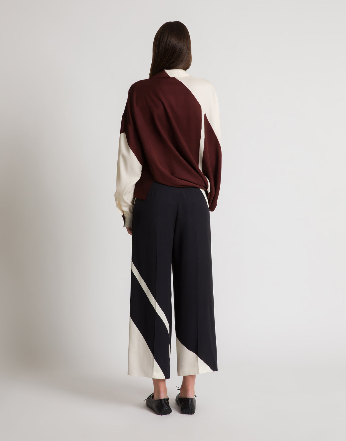 Pantalon en twill de viscose avec imprimé graphique - Black