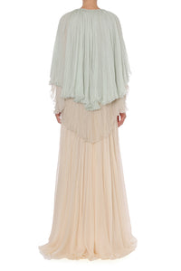 Robe longue en mousseline plissée à volants - Pink
