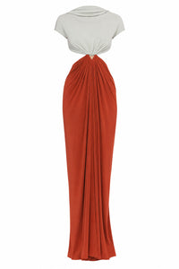 Robe longue en jersey avec découpes - Brown