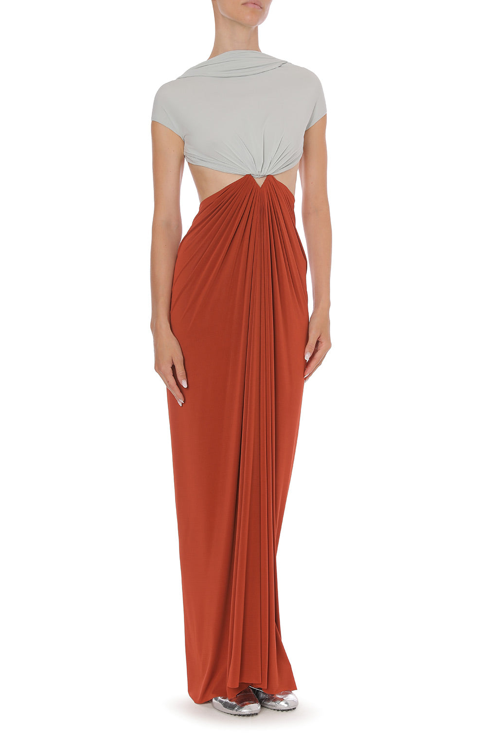 Robe longue en jersey avec découpes - Brown