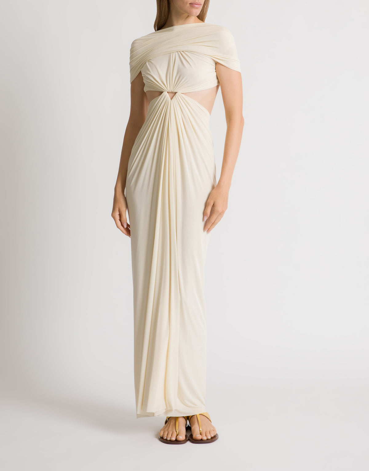 Robe longue en jersey avec découpes - Ivory