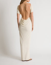 Robe longue en jersey avec découpes - Ivory