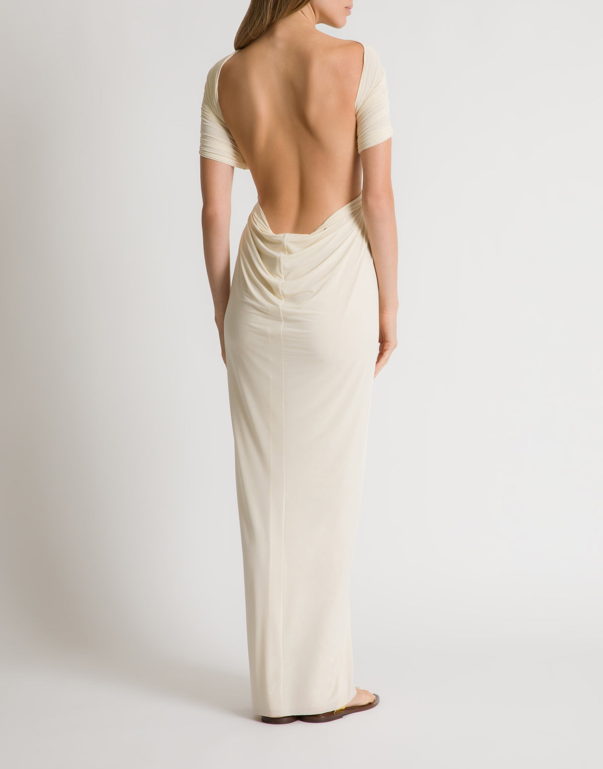Robe longue en jersey avec découpes - Ivory