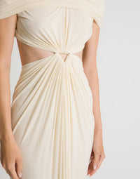 Robe longue en jersey avec découpes - Ivory