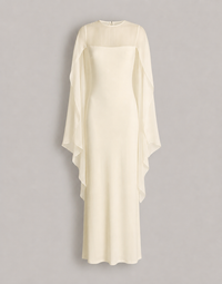 Robe longue à manches en mousseline - Ivory