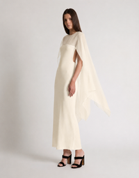 Robe longue à manches en mousseline - Ivory
