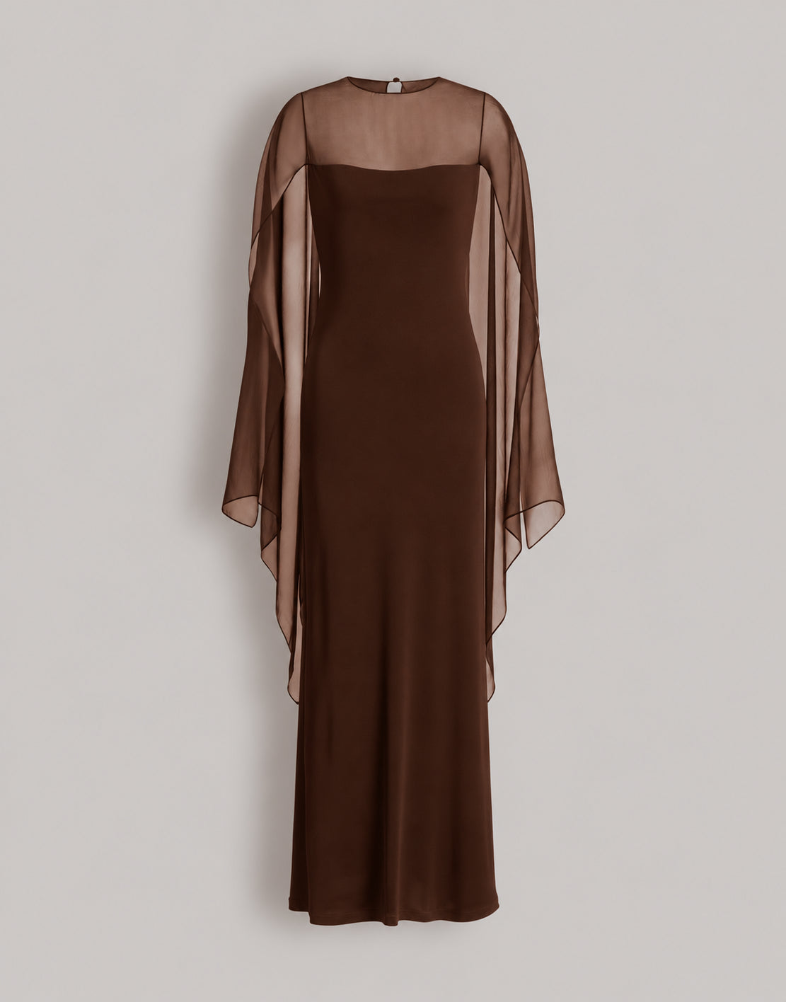 Robe longue à manches en mousseline - Brown