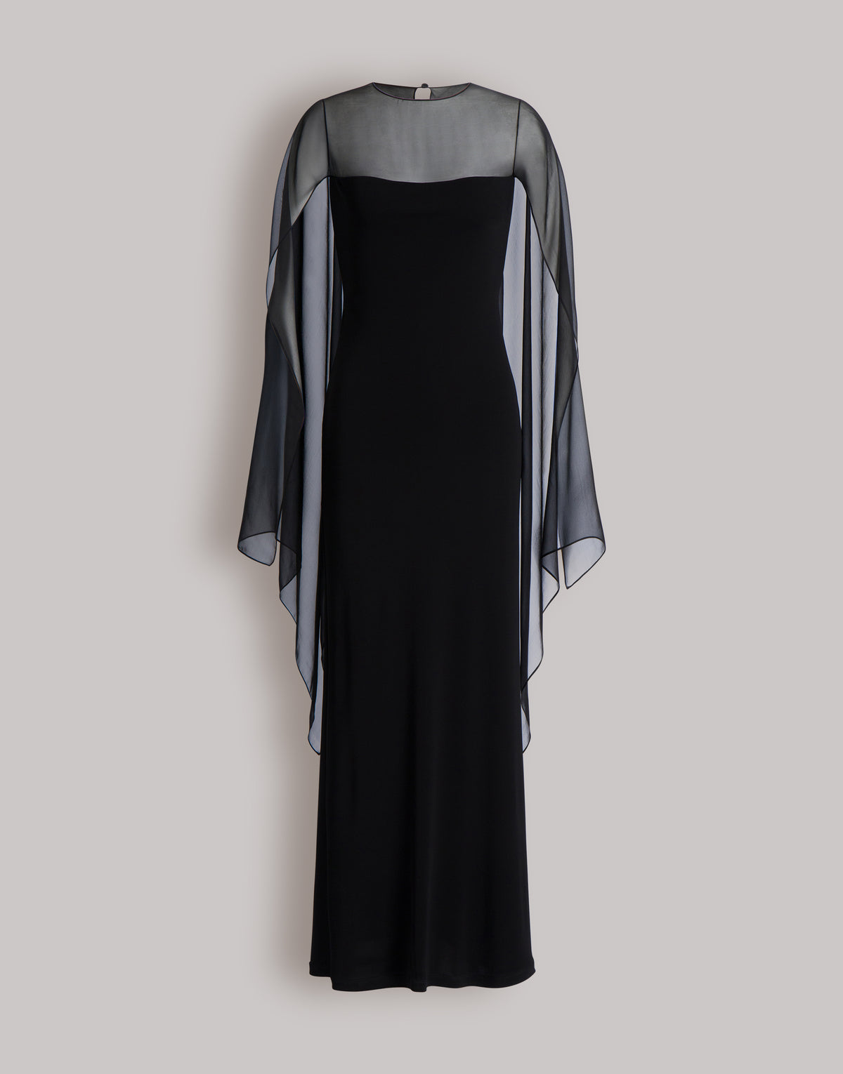 Robe longue à manches en mousseline - Black