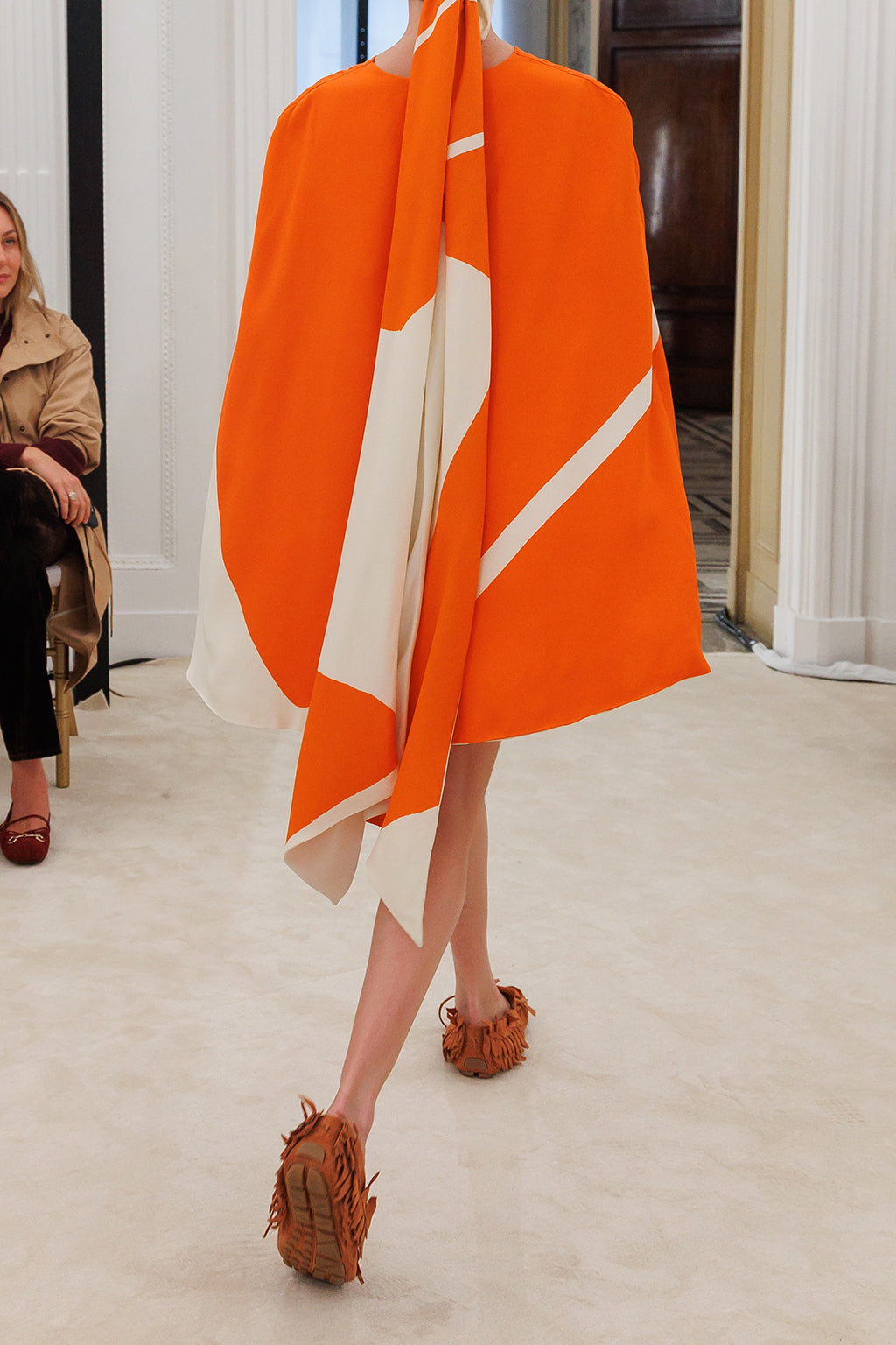 Robe courte en twill imprimé foulard - Orange