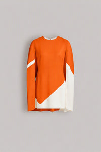 Robe courte en twill imprimé foulard - Orange