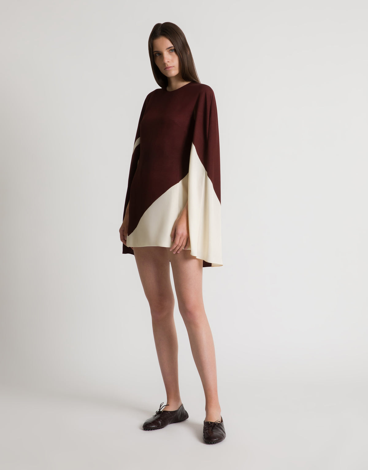 Robe courte en twill imprimé foulard - Brown