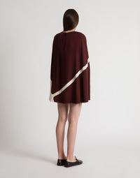 Robe courte en twill imprimé foulard - Brown