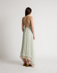 Robe longue en mousseline plissée - Ivory