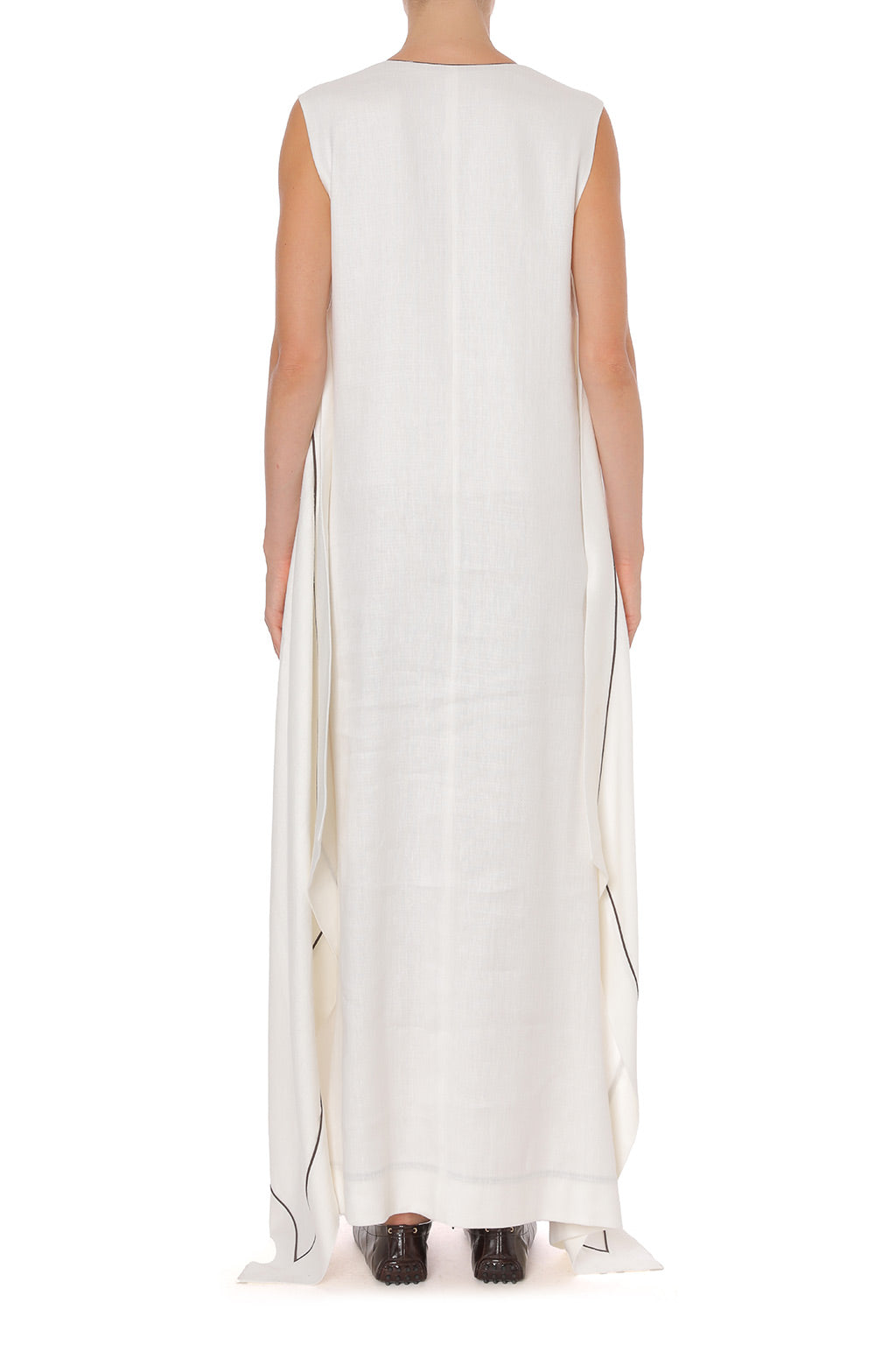 Robe Longue à Décolleté V Profond - White
