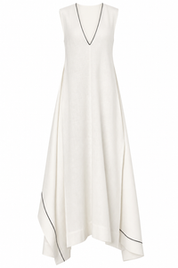Robe Longue à Décolleté V Profond - White