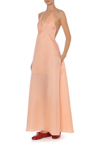 Robe dos nu en soie - Pink