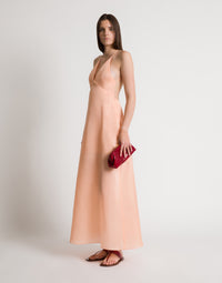 Robe dos nu en soie - Pink