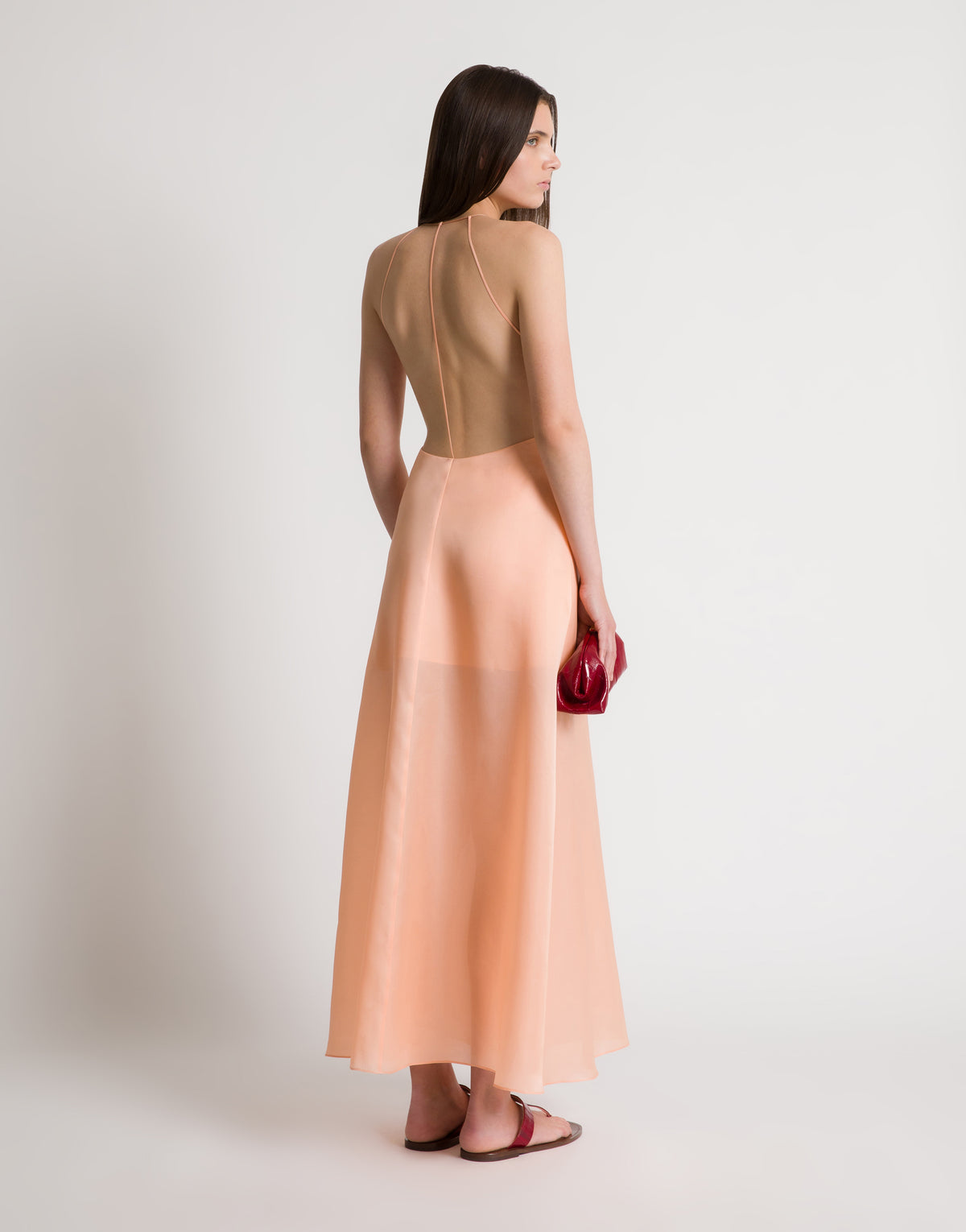 Robe dos nu en soie - Pink