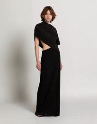 Robe longue drapée avec cut out - Black