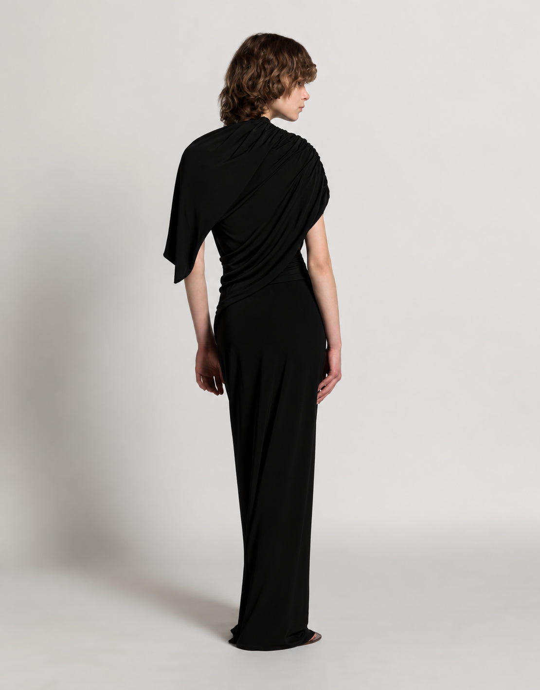 Robe longue drapée avec cut out - Black