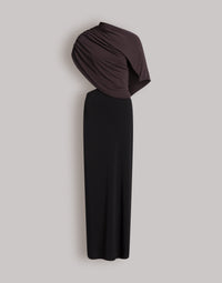 Robe longue drapée avec cut out - Black