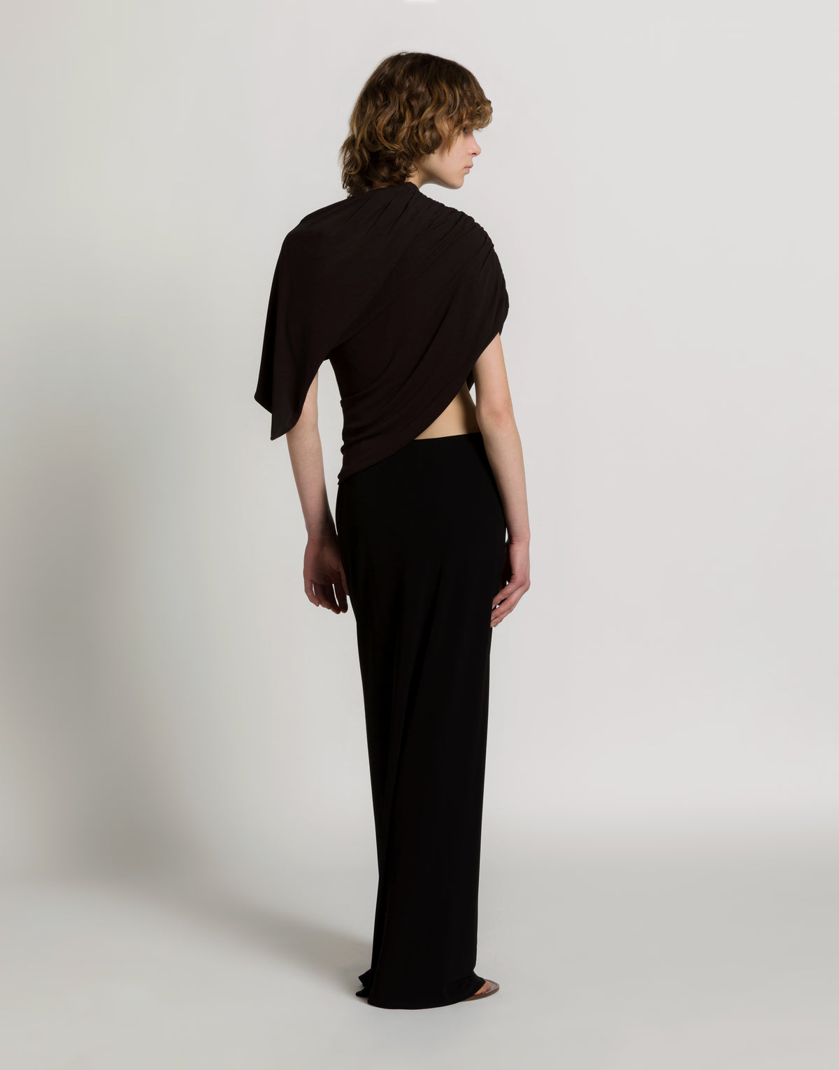 Robe longue drapée avec cut out - Black