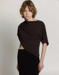 Robe longue drapée avec cut out - Black