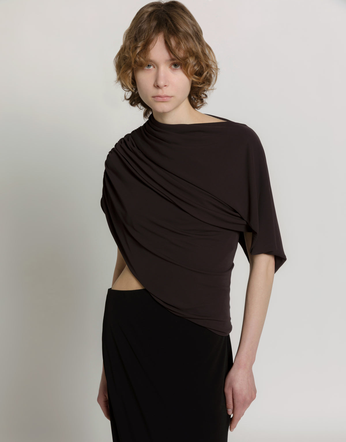 Robe longue drapée avec cut out - Black