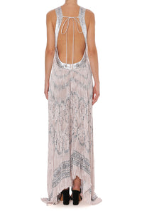 Long robe imprimée avec dos nu - Pink