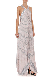 Long robe imprimée avec dos nu - Pink
