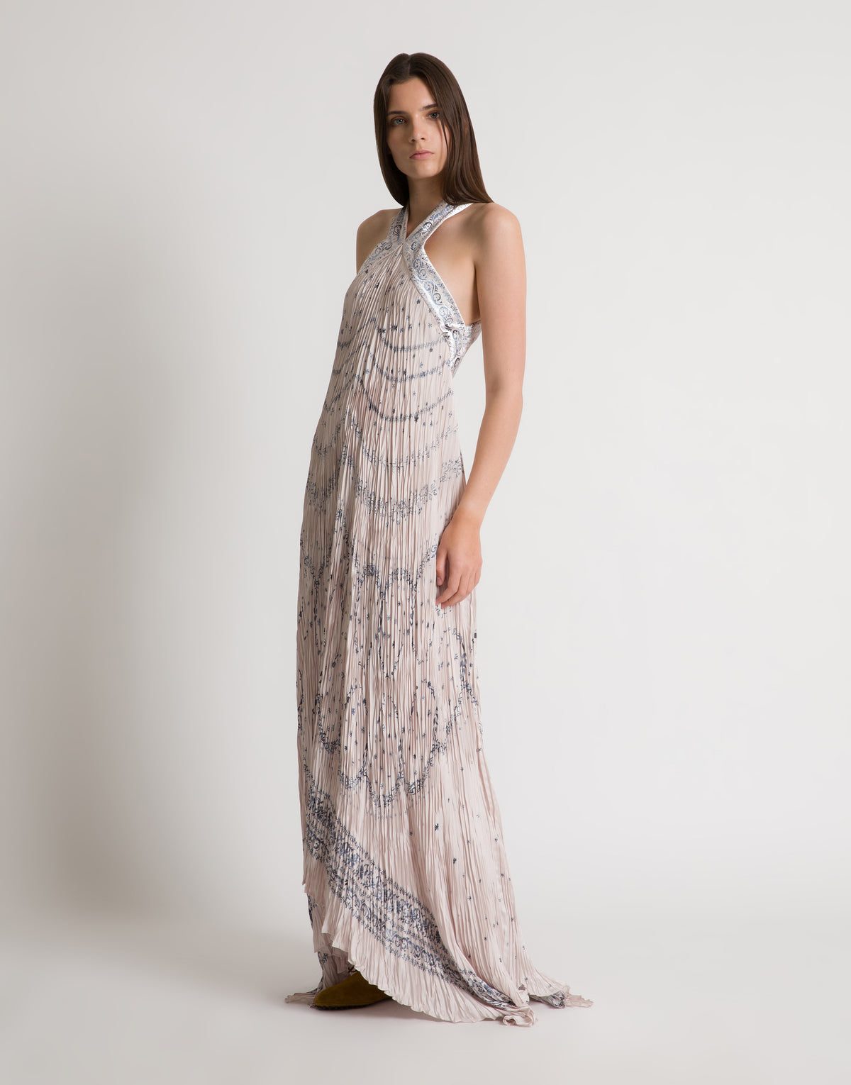 Long robe imprimée avec dos nu - Pink