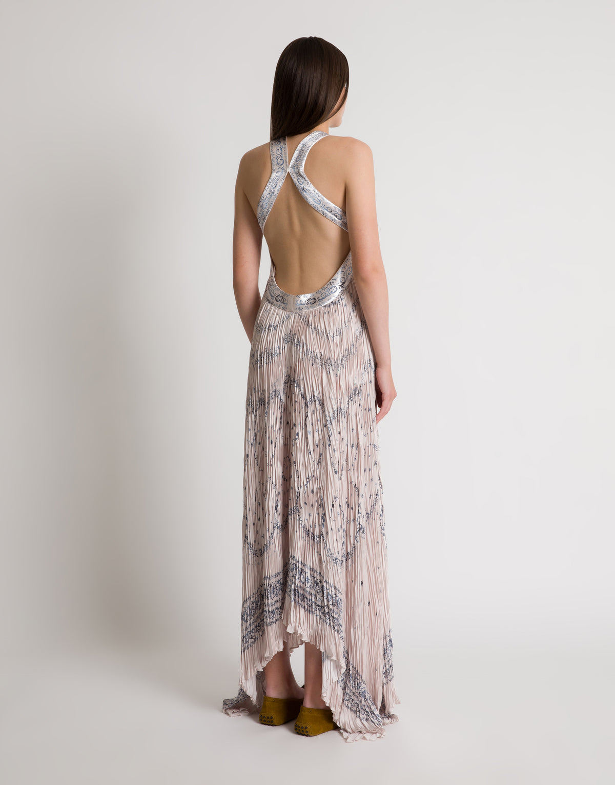 Long robe imprimée avec dos nu - Pink