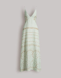 Long robe en lin imprimé  - Pink