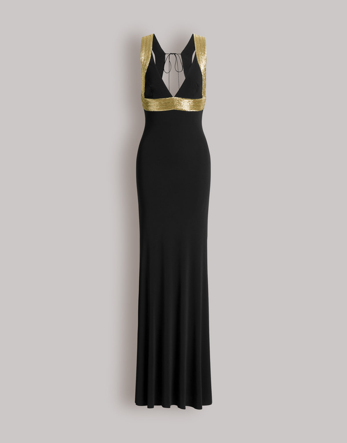 Long robe avec détails brodés contrastés - Black