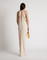 Robe longue drapée avec dos nu - Ivory