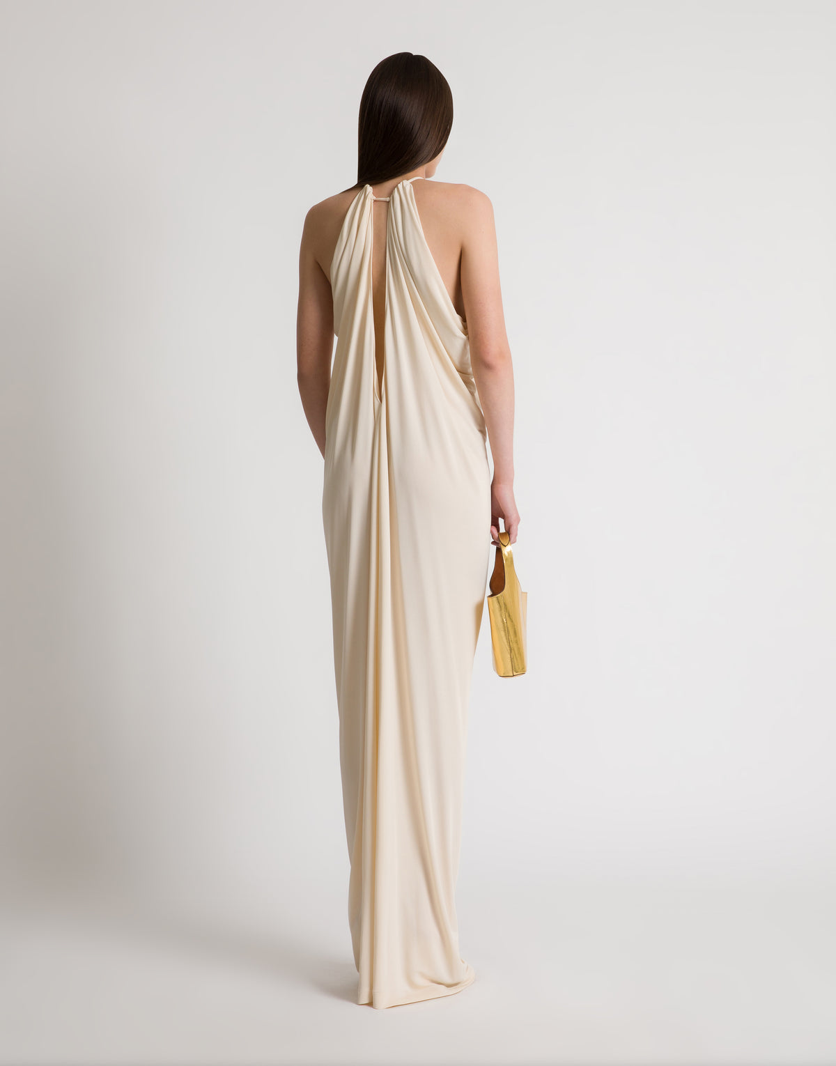 Robe longue drapée avec dos nu - Ivory