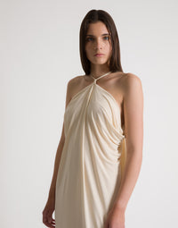 Robe longue drapée avec dos nu - Ivory