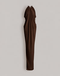 Robe longue drapée avec dos nu - Brown