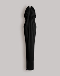 Robe longue drapée avec dos nu - Black