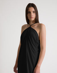 Robe longue drapée avec dos nu - Black