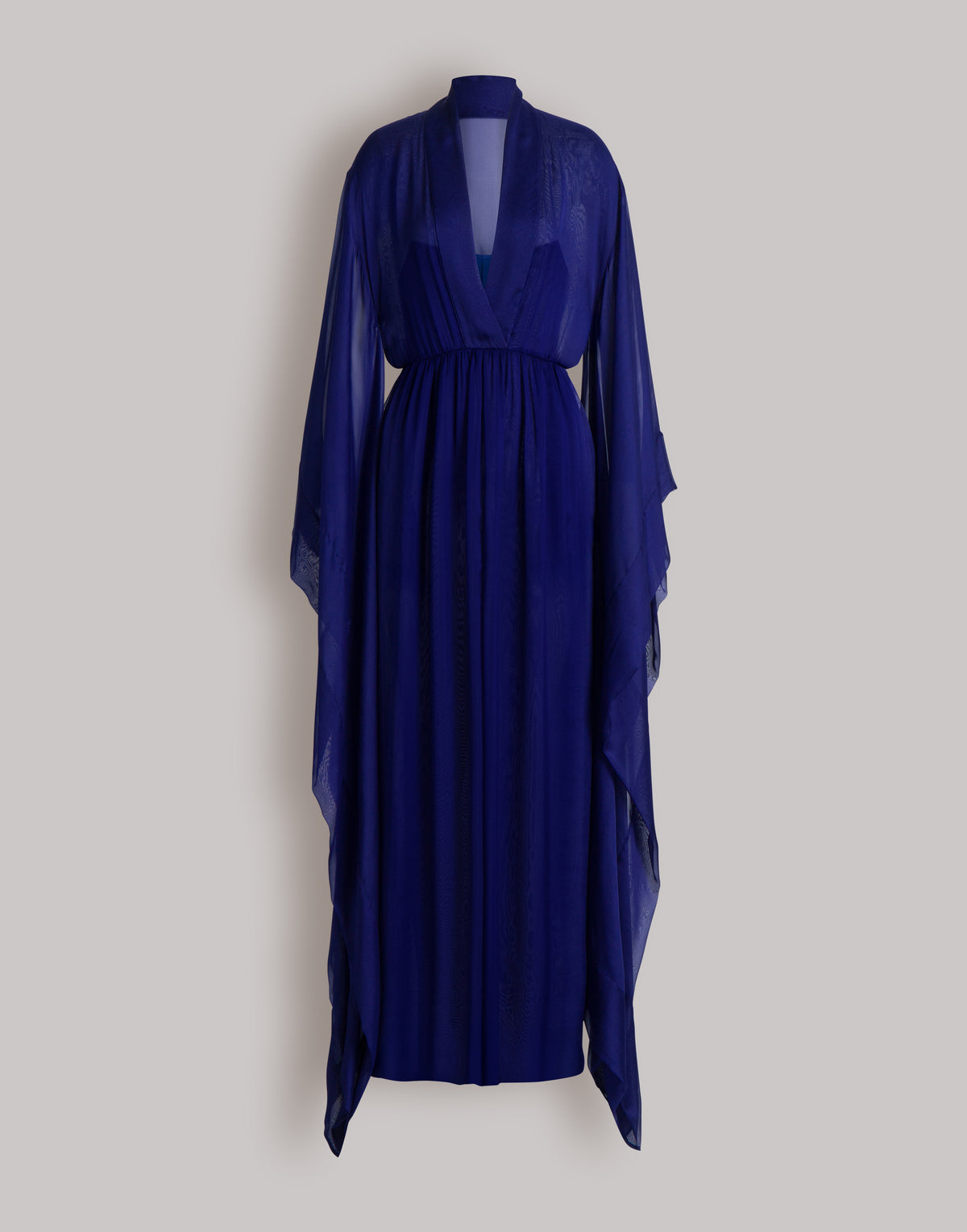 Long robe en soie à manches larges - Blue
