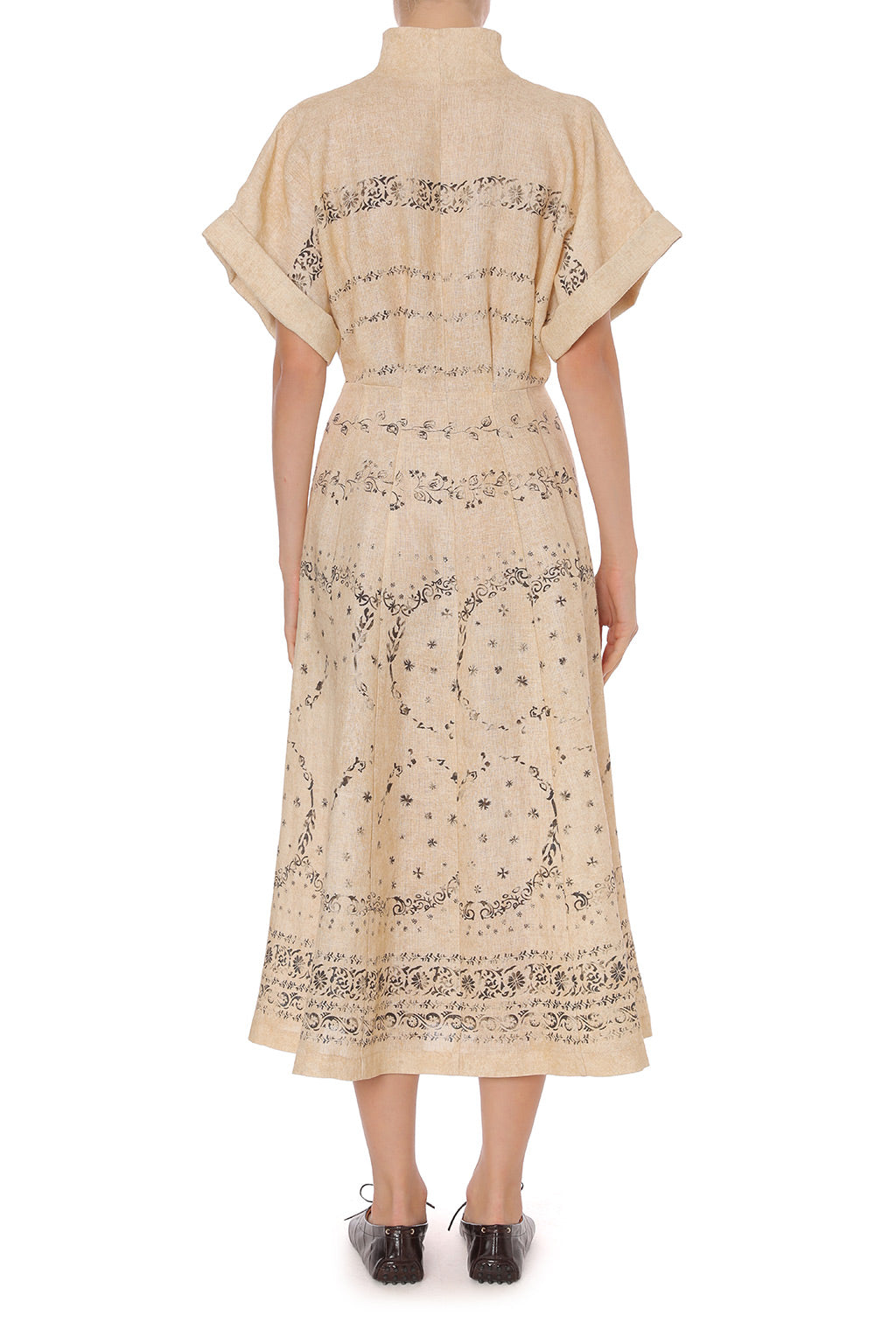 Robe Longue Transparente à Lien de Serrage - Beige