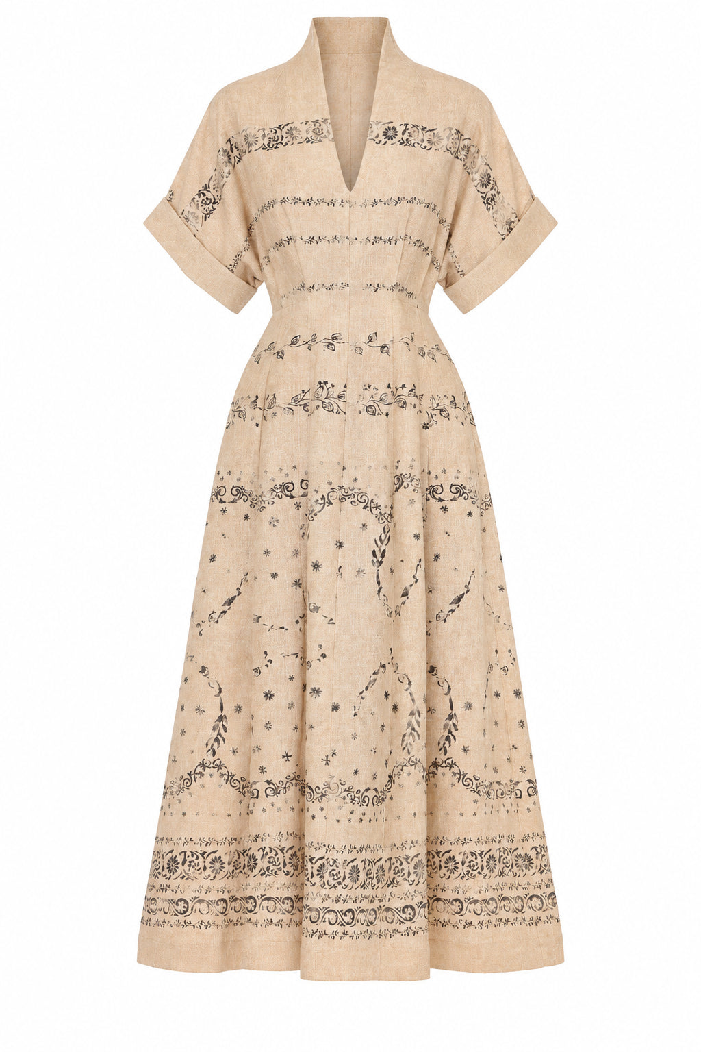 Robe Longue Transparente à Lien de Serrage - Beige