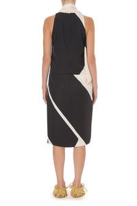 Robe courte asymétrique à imprimé graphique  - Black