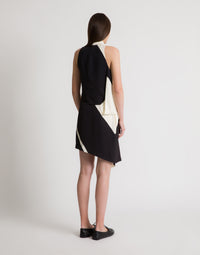 Robe courte asymétrique à imprimé graphique  - Black
