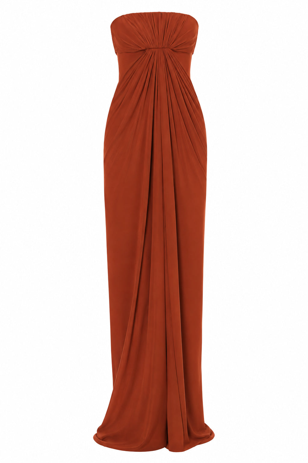 Robe Longue Bustier Drapée - Brown